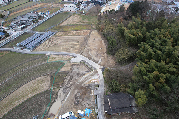 夕倉遺跡第１次調査地点の空中写真（南西から）